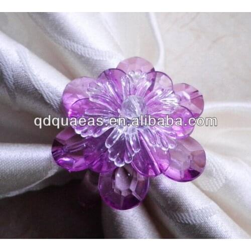 Acrylic napkin ring in flower napkin holder