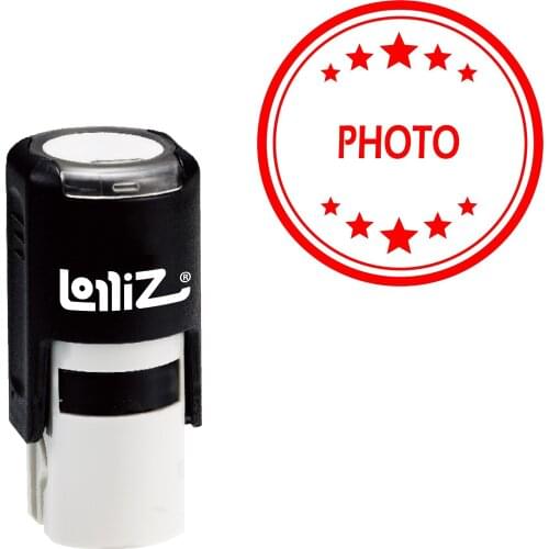 LolliZ Photo Round Office Stars One Line Self-Inking Stamp