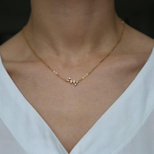 Hot Sale Dainty Gold Color mini opal cz charm Choker Jewelry delicate Simple Chain Chokers Necklaces for Women Gifts cute neckla