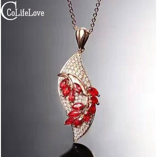 Fashion 925 Silver Ruby Gemstone Necklace Pendant 12pcs 2ct Natural Blood Red Ruby Silver Pendant Solid 925 Silver Ruby Jewelry