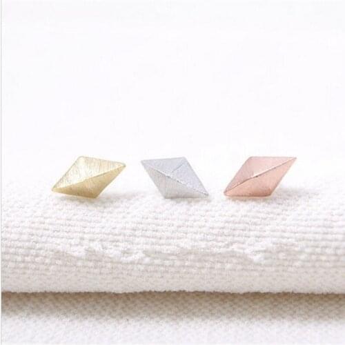 Fashion three-dimensional rhombus stud earrings