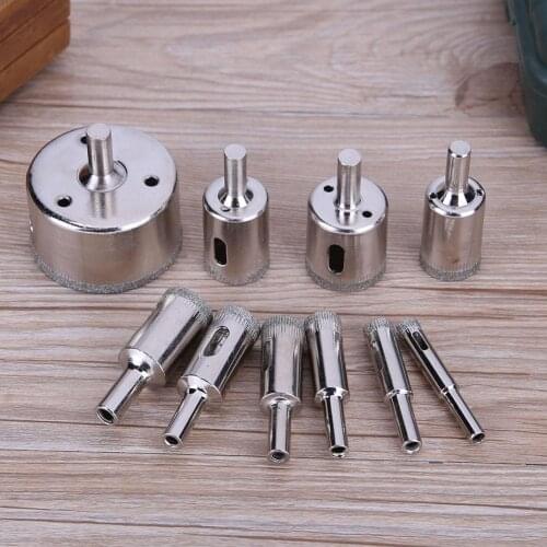 10pcs Diamond Coated Hss Drill Bit Set Tile Marble Glass Ceramic Hole Saw Drilling Bits For Power Tools 8-50mm