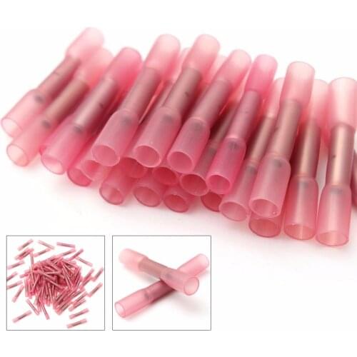 100pcs 0.5-1.5mm2 Heat Shrink Butt Wire Connectors Shrinkable Cable Wire Crimp Terminals Kit 18-22 GA