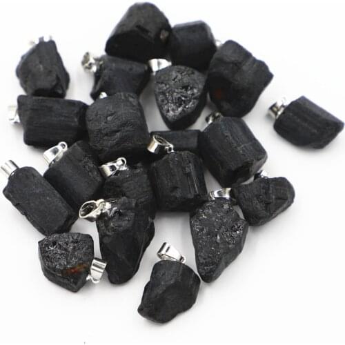Small 25PCS Wholesale Natural Stone Black Tourmaline Pendants Repair Ore Can Be Used For Diy Jewelry Making Necklace Accessories