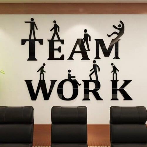 New arrival TEAM WORK Acrylic Wall Stickers for Studio Office room Creative DIY Wall Decoration Living room Home decor Hot Sale