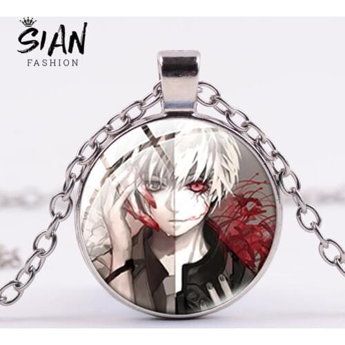 SIAN New Arrival Tokyo Ghoul Ken Necklace Cartoon Character Glass Dome Pendant Necklace Tokyo Ghoul Jewelry Kids Gift Wholesale