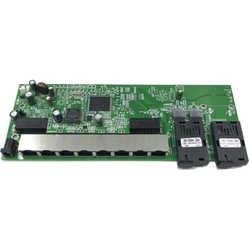 Reverse PoE 10/100/1000M Gigabit Ethernet switch Fiber Optical Single Mode 8 RJ45 and 2 SC fiber Motherboard1.25G 20KM