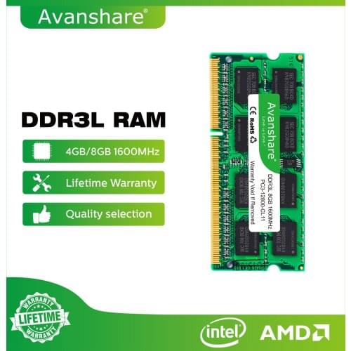 Avanshare 2gb 4gb 8gb DDR3 1600Mhz 1333mhz SO-DIMM DDR3L Memory Ram Memoria 1.5V 1.35V For Laptop Notebook Computer