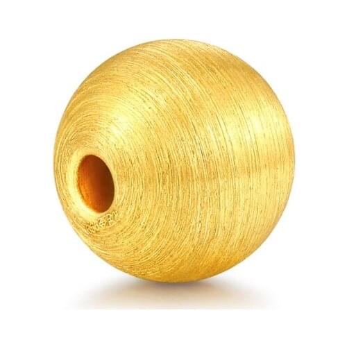 Fine Pure 24Kt Yellow Gold Pendant Women 3D Wire Drawing Bead Pendant 5mm 8mm 10mm