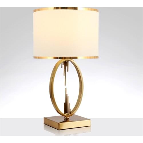 Luxury modern American gold table lamps modern bedroom model living room decorated study fabric table lights lighting fixtures