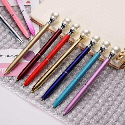 1pcs Upscale Pearl Metal Ballpoint Pen Cute Creative Business Office Gift Signing Pens Fashion Student Stationery Writing Pens