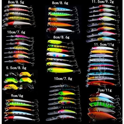Hot Sale 66pcs/lot Fishing Lures Artificial Make Quality Lifelike Bass Crankbait Fishing Tackle Mixed 10 Models Fishing Bait