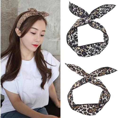 Sexy leopard print Headbands women Turban hair head band hoops accessories Fabric Rabbit Ears bow Girls Lady Hairbands headdress