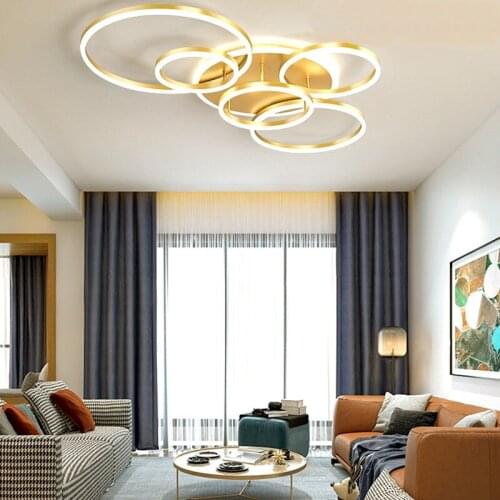 Modern living room round LED ceiling lamp golden bedroom chandelier restaurant lamp hotel lighting factory direct sales