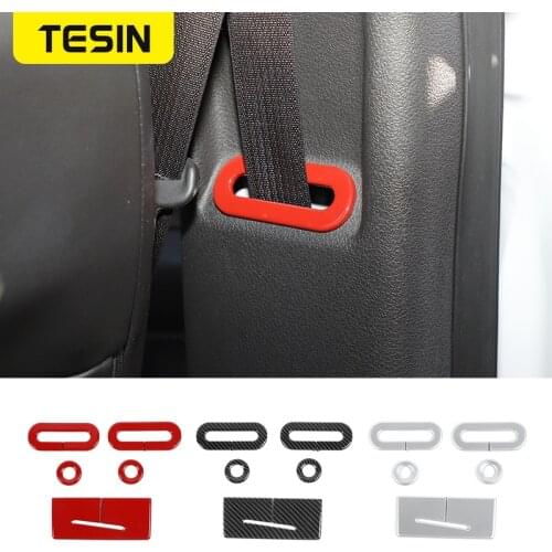 TESIN ABS Car Headrest Car Seat Belt Adjustment Decoration Trim Stickers For Ford F150 Raptor 2009-2014 Car Interior Accessories