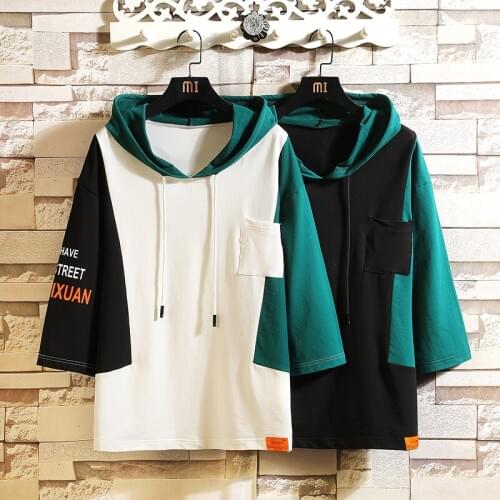 Casual Short Sleeves Hoodies 2021 Summer Hip Hop Loose Skateboard Casual Mens Streetwear PUNK Clothes Plus Oversized 6XL 7XL