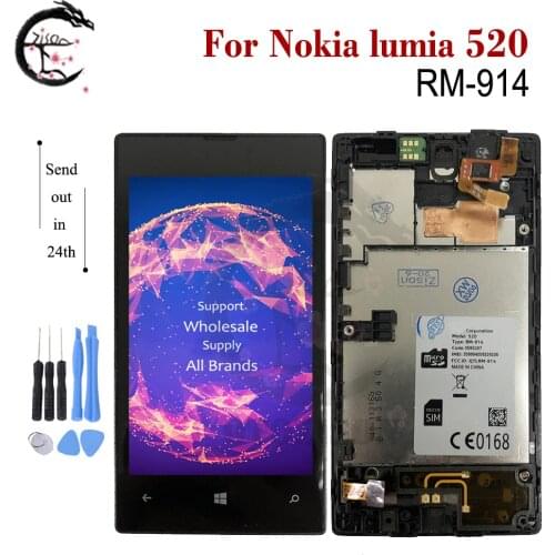 4.0" LCD With Frame For Nokia lumia 520 RM-914 LCD Display Screen Touch Sensor Digitizer Sensor Assembly For Nokia N520 Display