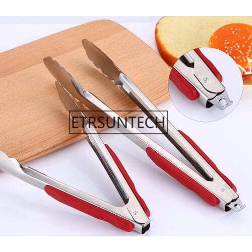 100pcs Stainless Steel BBQ Tongs Salad Bread Clamp Kitchen Meat Food Clip Barbecue Tools Buffet Tool