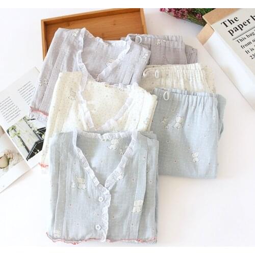 Fdfklak New 2 PCS Set Cotton Maternity Nursing Nightwear Spring Fashion Sleepwear for Pregnant Women Autumn Pregnancy Pajamas