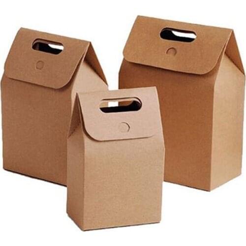 200pcs/lot 10*6*15.3cm Gift Kraft Box Craft Bag with Handle Soap Candy Bakery Cookie Biscuits Packaging Paper Boxes ZA3918