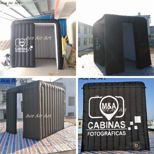 2018 Unusual design black outside inflatable led cube tent,newlyphoto cube shell,event cube kiosk for Spain on discount