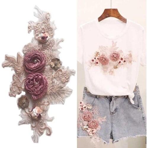 3D Flower Lace Embroidery Patch Applique Clothes Pants DIY Sewing Sticker Applique Cute Patches On Clothes DIY Accessory