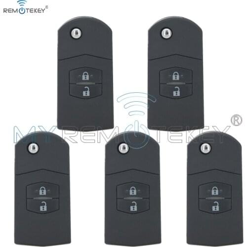 Replacement 5pcs flip remote car key shell case cover 2 button for Mazda 3 5 6 remtekey