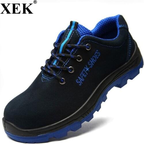 XEK Men Work Safety Shoes Steel Toe Warm Breathable Mens Casual Boots Puncture Proof Labor Insurance Shoes Large st293