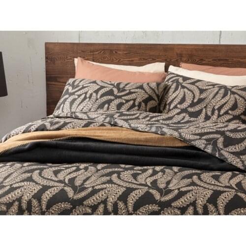 Fern Pamuk Double Duvet Cover Set 200x220 Cm Black