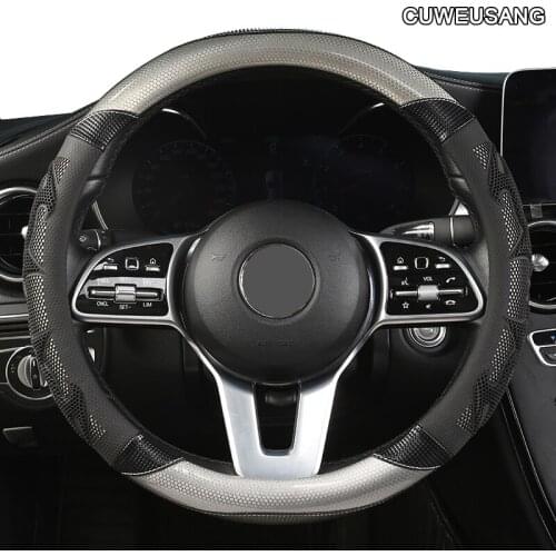 CUWEUSANG Carbon Fiber Leather Car Steering Wheel Cover For C1 C3 C4 C5 DS4 DS5 Berlingo B9 Xsara Picasso Jumpy Saxo Spacetourer