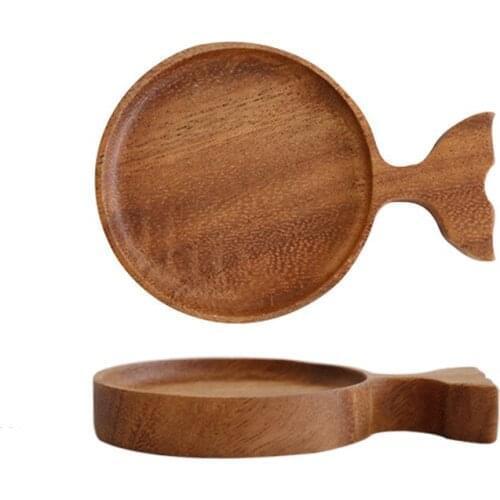 Wooden Fish Shaped Sauce Dish Acacia Seasoning Dish Snack Dessert Dish Retro Dipping Sauce Dish Seasoning Dish Tableware