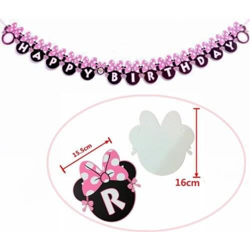 Disney Minnie mickey Girl first birthday anniversaire party Decor Bunting Banner Letter Pastel Baby Shower Banner party Decor