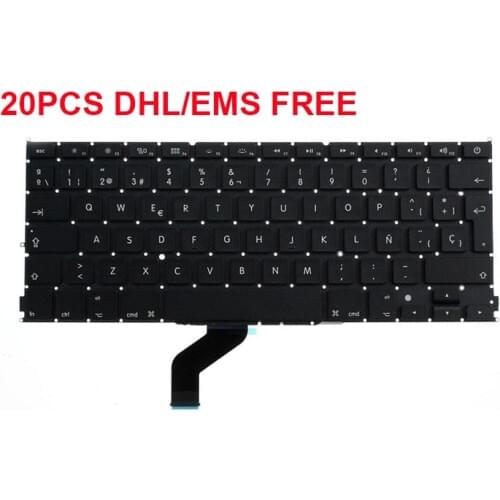 Free DHL/EMS 20pcs Spanish Keyboard For Macbook Pro Retina 13" a1425 SP Keyboard Year 2012