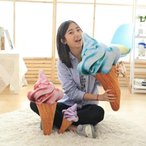 Kawaii 1pc 25cm Creative Plush 3D Delicious Icecream Cushion Stuffed Animals Soft Pillow Ice Cream Plush Toy for Kids Home Decor