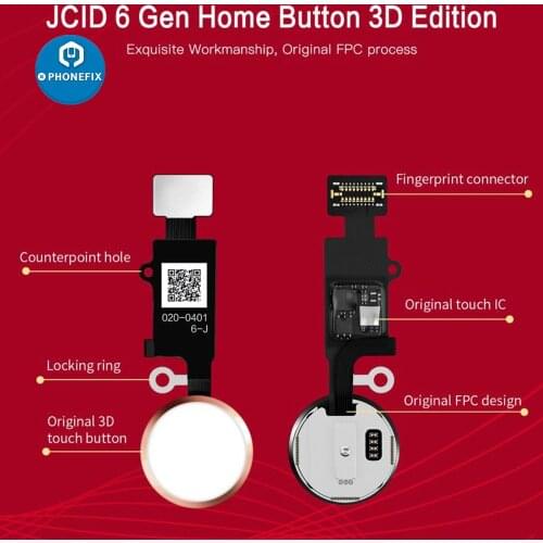 JC 6Th 3D Home Button with Return Function for iPhone 7/7Plus/8/8Plus Menu Keypad Return Universal Fingerprint Flex Cable Repair