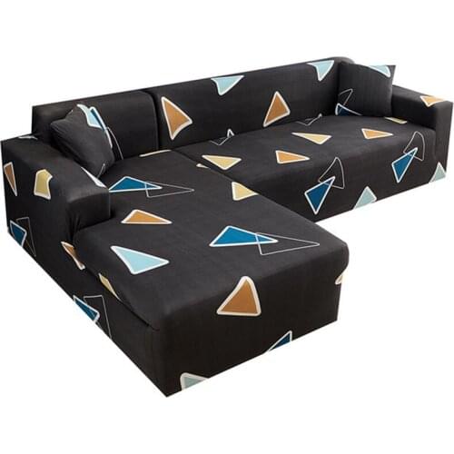 L Shape Triangle Geometry Stretch Sofa Cover Elastic Corner Couch Covers for Living Room Slipcover Home Decor 1/2/3/4 Seater