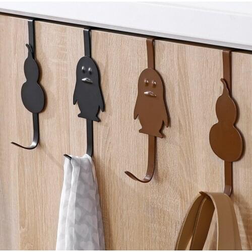 Free Punching Door Hanging Hook Door Hanger Hats Bags Holder Tie Scarf Key Hook Bathroom Kitchen Accessories Holder Hooks