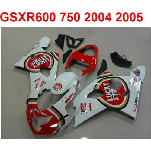 Lucky strike Fairing kit For Suzuki gsxr 600 750 2004 2005 04 05 ( 100%ABS ) white red gsxr600 gsxr750 fairings m68