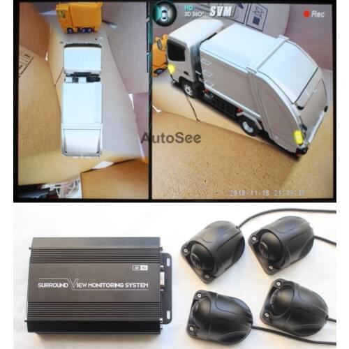 Garbage Truck 360 degree surround view camera system Bird eye Panoramic 4 way monioring SVM DVR HD 3D