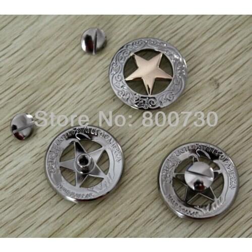 Lot of 50pc 1-1/8'' Western Silver&Gold Texas Star Saddle Concho Leathercraft