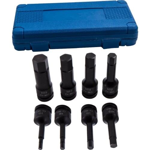 8 Piece Hex Key Set 1/2" Drive Impact H5 6 8 10 12 14 17 19mm Socket Allen Tools