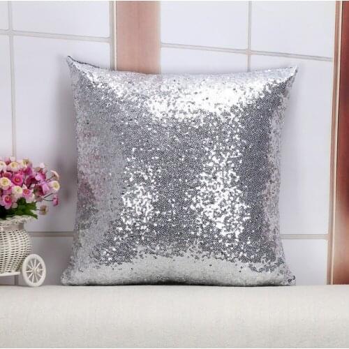 Solid Color Glitter Silver Sequins Bling Throw Pillow Case Cafe Home pillow Cover sequin Pillows