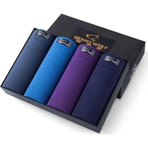 2019 new Mens underwear men shorts pants summer boxers tide U convex corners sexy cotton cueca pants 4pcs/lots Gift Box