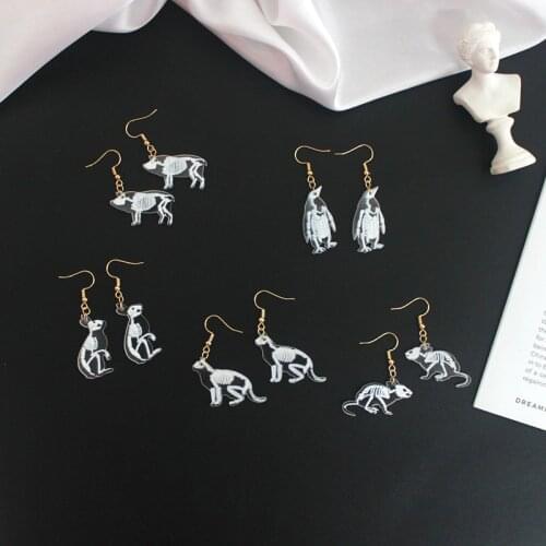 New Creative Transparent Animal Skeleton Drop Earring Mouse Rabbit Penguin Bird Pig Cat Acrylic Earrings For Women Party Jewelry