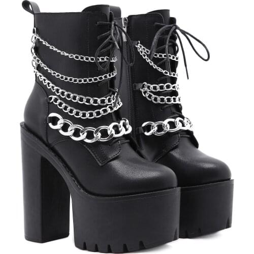 New Womens Platform Pumps Heeled Boots Party Shoes Heels in Black size 40 41 42 qq048