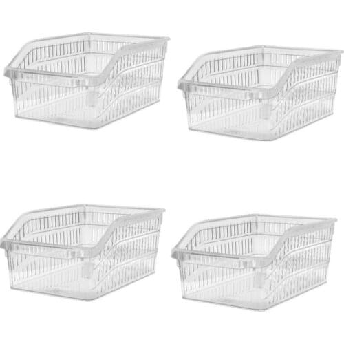 Refrigerator Organizer Bins Clear Fruit Food Jars Storage Box With Handle For Freezer Cabinet 4 pcs