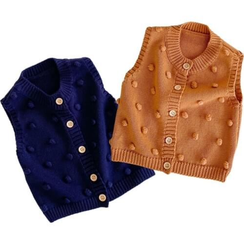 Autumn Winter New Baby Knitted Vests 0-3Y Baby Boys Girls Vest Coats Kids Polka Dot Sleeveless Waistcoat Toddler Winter Clothes