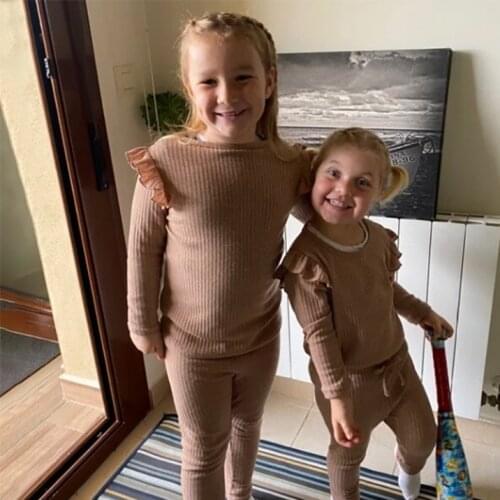 Autumn new cotton imitation knitted Bottomwear home suit baby girl clothes fashion clothes