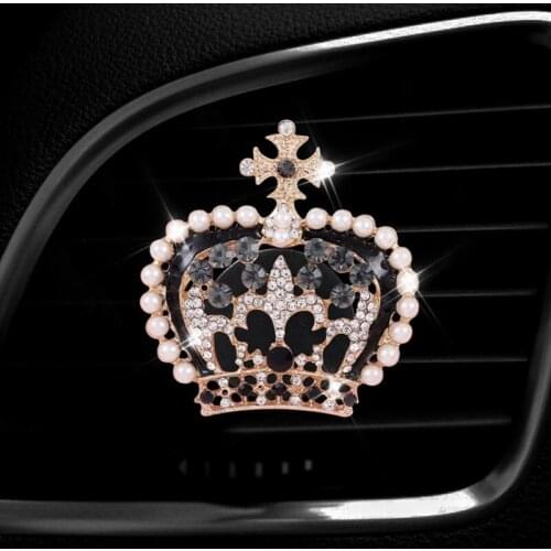 Bling Rhinestone Crown Perfume Clip Air Freshener Crystal Diamond Crown Aromatherapy Car Interior Air Vent Fragrance Diffuser