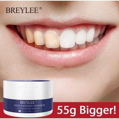 BREYLEE Teeth Whitening Powder 55g White Teeth Cleaning Oral Hygiene Remove Plaque Stains Protect gums Toothpaste Teeth Care
